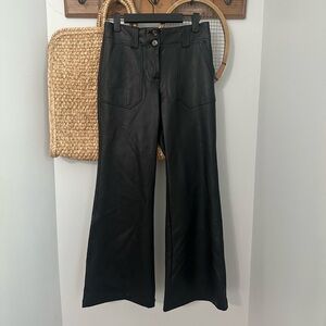 Anthropologie Maeve The Naomi WideLeg Flare Pants Faux Leather- 27.5” inseam